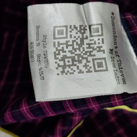 Descendent of Thieves Shirt Mens XL Purple Plaid Button Down Limited Edition - Picture 6 of 10